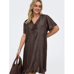 ONLY CARMAKOMA Cecilia kortærmet kjole - Chocolate Martini