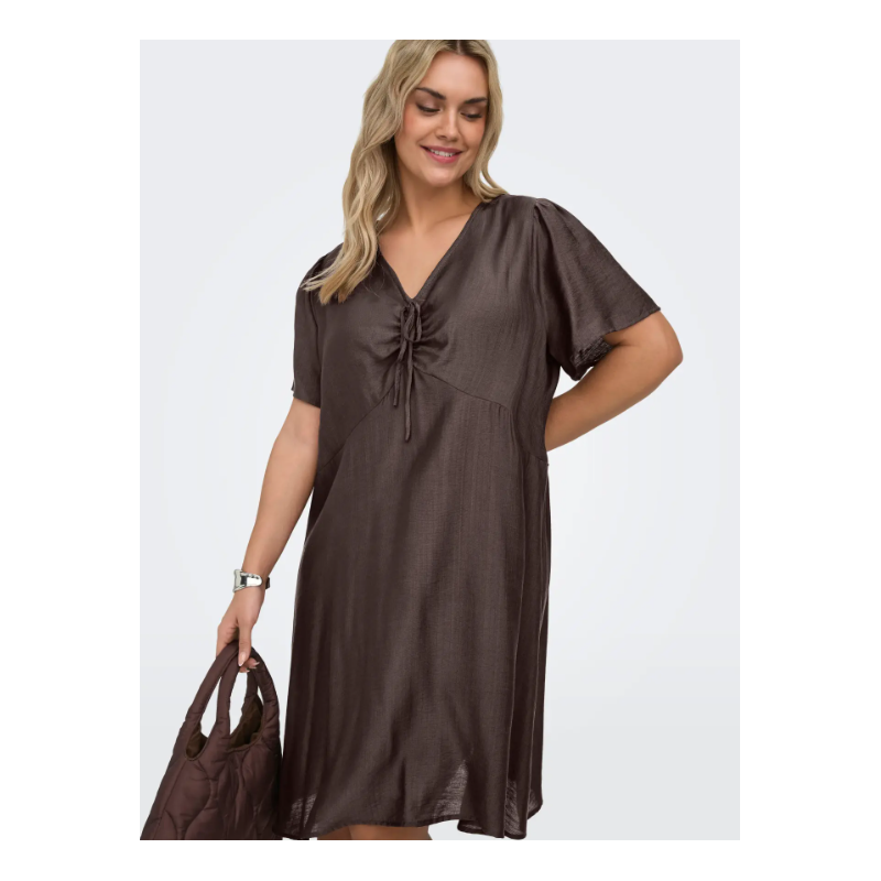 ONLY CARMAKOMA Cecilia kortærmet kjole - Chocolate Martini