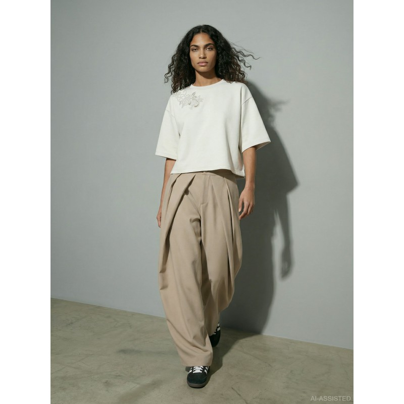 HYPEDROP Fatima kortærmet t-shirt - Cloud Dancer