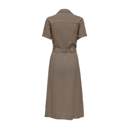 ONLY Siesta kortærmet hør kjole - Walnut