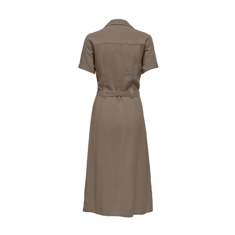 ONLY Siesta kortærmet hør kjole - Walnut