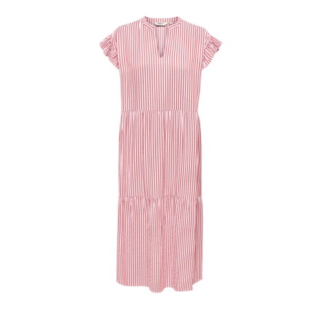 ONLY Bari Stribet kortærmet Midi kjole - Romance Rose