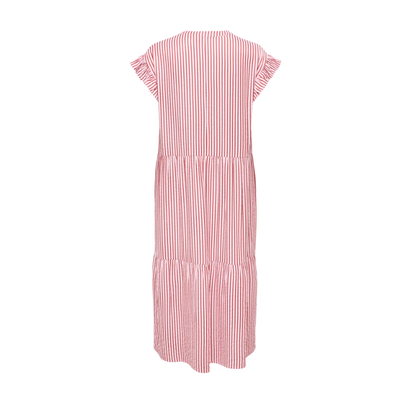 ONLY Bari Stribet kortærmet Midi kjole - Romance Rose