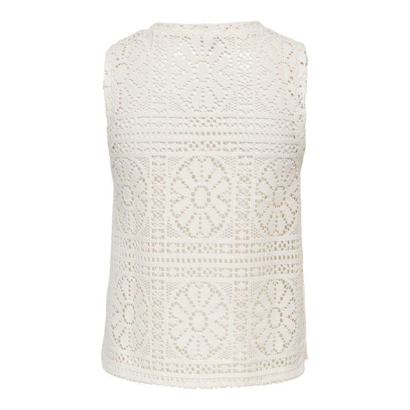 ONLY Lian Kortærmet blonde croptop - Birch