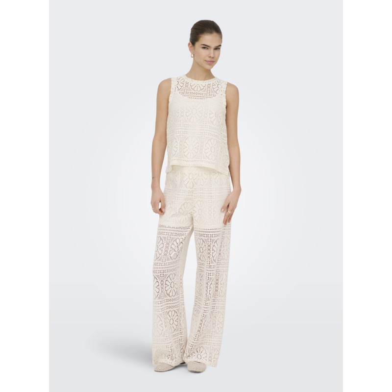 ONLY Lian Kortærmet blonde croptop - Shopping Bag