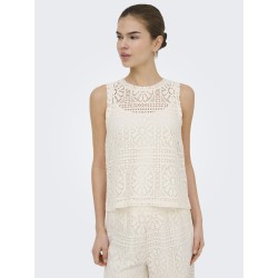 ONLY Lian Kortærmet blonde croptop - Black