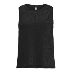 ONLY Lian Kortærmet blonde croptop - Black
