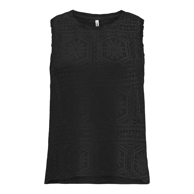 ONLY Lian Kortærmet blonde croptop - Black