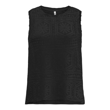ONLY Lian Kortærmet blonde croptop - Black