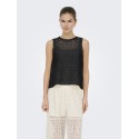 ONLY Lian Kortærmet blonde croptop - Black