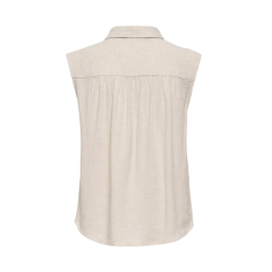 ONLY CARMAKOMA Siesta kortærmet hør skjorte - Moonbeam