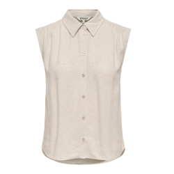 ONLY CARMAKOMA Siesta kortærmet hør skjorte - Moonbeam