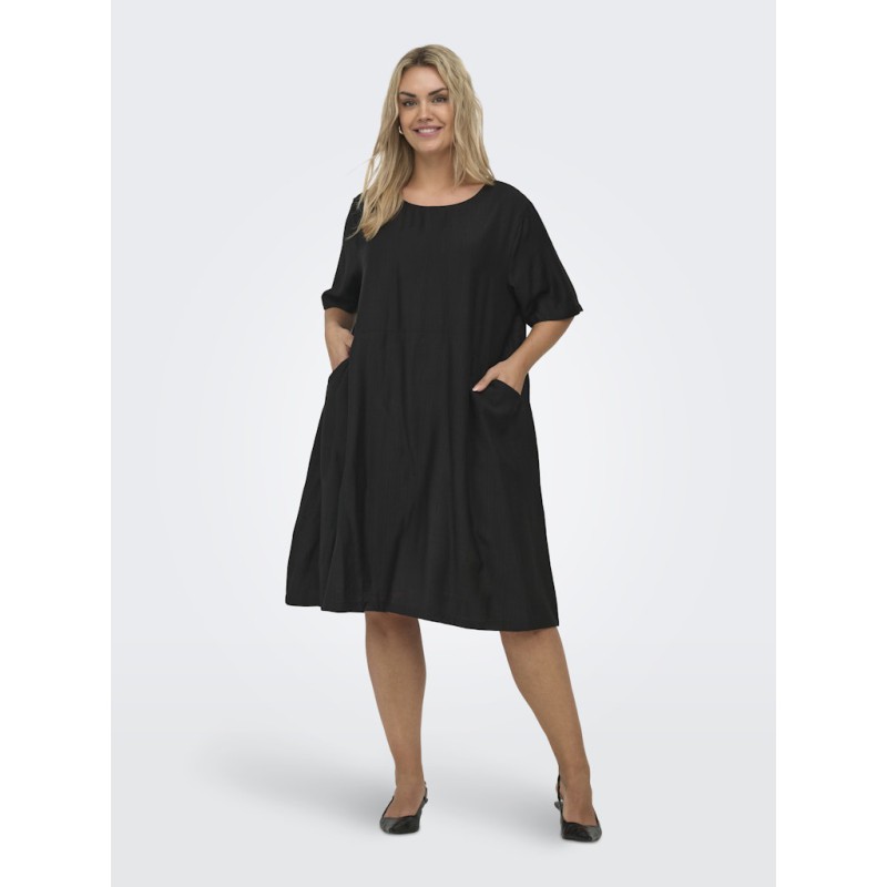 ONLY CARMAKOMA Johanna kortærmet kjole - Black