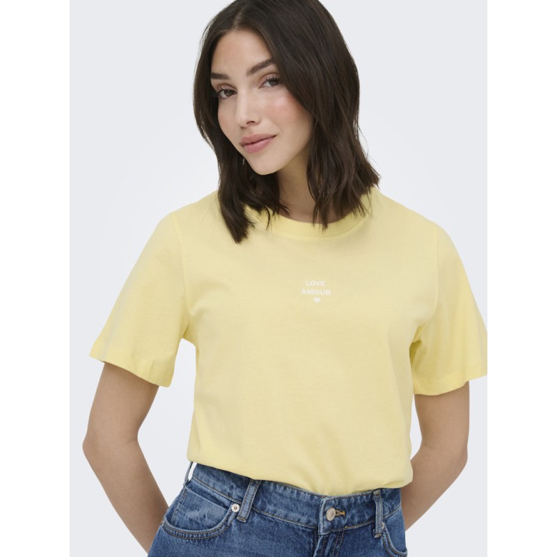 JDY May Pisa Kortærmet Print T-shirt - Double Cream