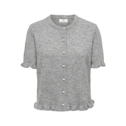 JDY Letty Kortærmet Flæse Strik Cardigan - Light Grey Melange