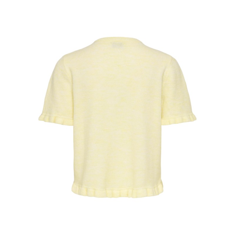 JDY Letty Kortærmet Flæse Strik Cardigan - Pastel Yellow