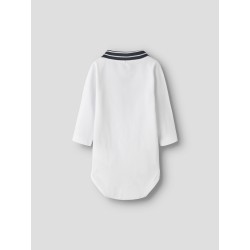 NAME IT Baby Flip Langærmet Polo Bodystocking - Bright White