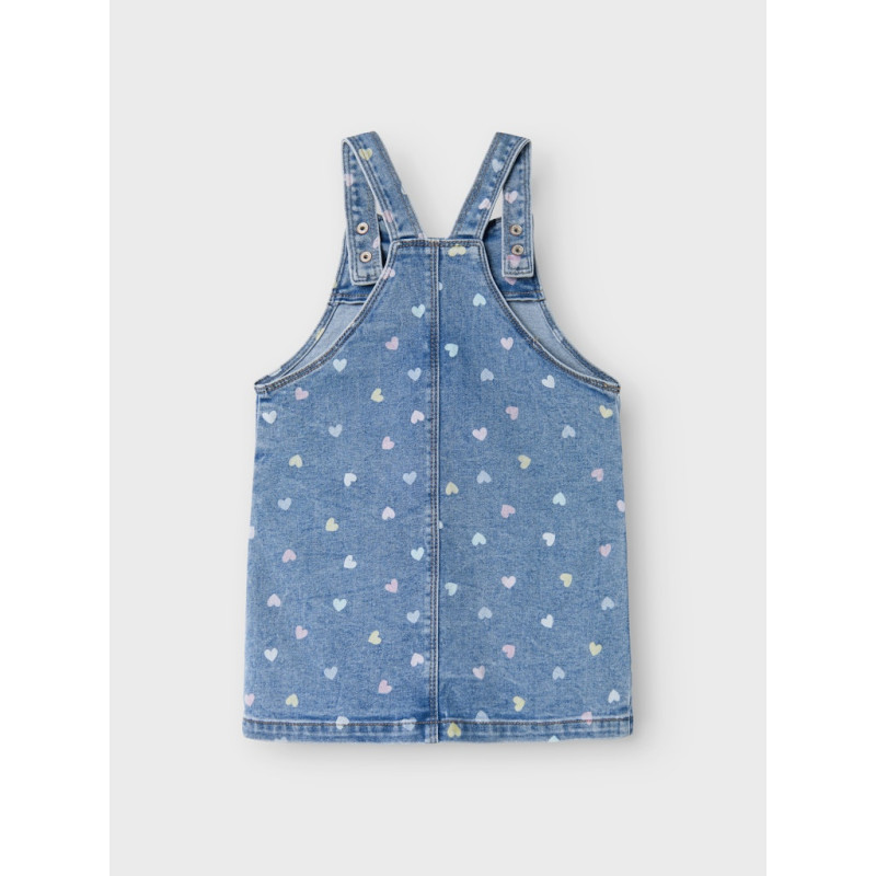 NAME IT MINI Rosa Kort Denim Overall Kjole - Medium Blue Denim
