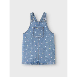 NAME IT MINI Rosa Kort Denim Overall Kjole - Medium Blue Denim