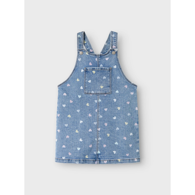 NAME IT MINI Rosa Kort Denim Overall Kjole - Medium Blue Denim