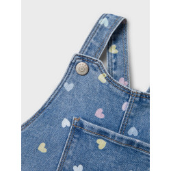 NAME IT MINI Rosa Kort Denim Overall Kjole - Medium Blue Denim