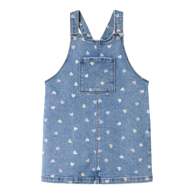 NAME IT MINI Rosa Kort Denim Overall Kjole - Medium Blue Denim