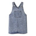 NAME IT MINI Rosa Kort Denim Overall Kjole - Medium Blue Denim / Blomster
