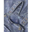 NAME IT MINI Rosa Kort Denim Overall Kjole - Medium Blue Denim / Blomster