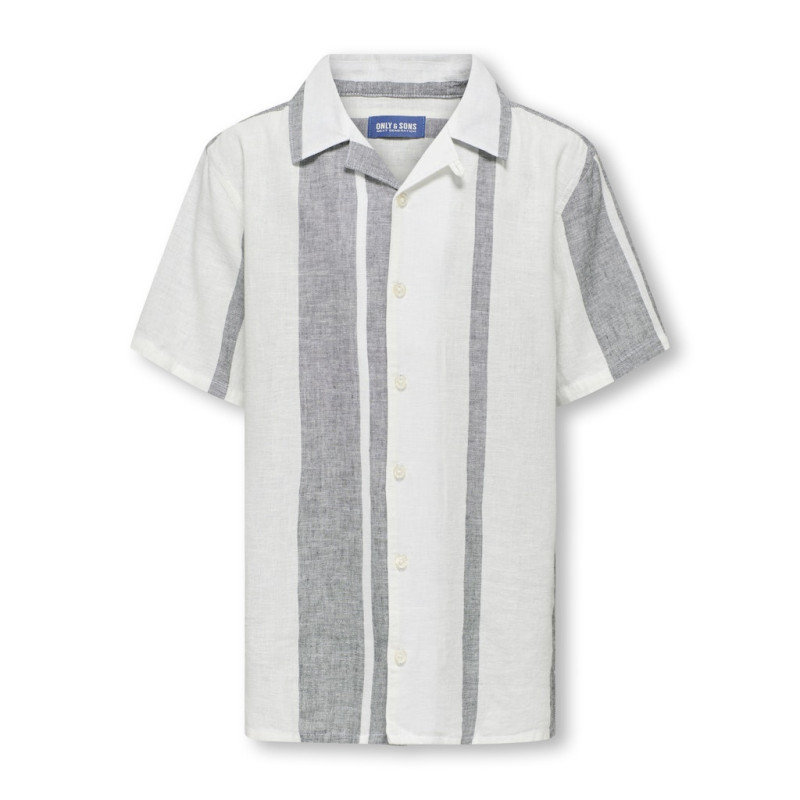 ONLY & SONS JUNIOR Caiden S/S Hør Skjorte - Cloud Dancer / Dress Blue