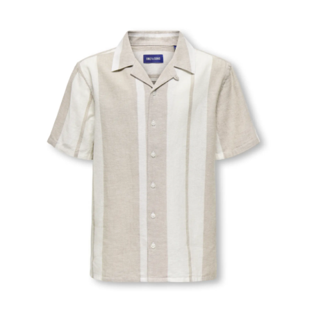 ONLY & SONS JUNIOR Caiden Kortærmet Hør Skjorte - Vintage Khaki