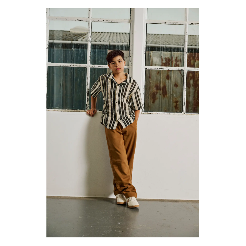 ONLY & SONS Junior Dani Hæklet Kortærmet Skjorte - Cloud Dancer / Sort