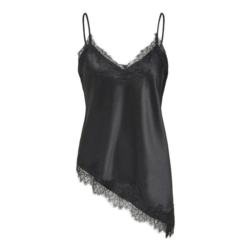 ONLY Bella Strop satin Blonde Top - Black and white dots