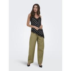 ONLY Bella Strop satin Blonde Top - Black and white dots