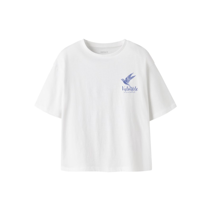 NAME IT Kids Francine Kortærmet Relaxed T-shirt - Bright White
