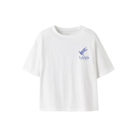 NAME IT Kids Francine Kortærmet Relaxed T-shirt - Bright White