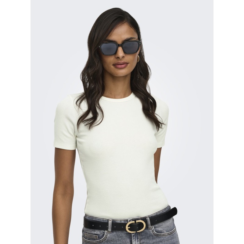 JDY Lucky S/S Rund Hals T-shirt - Cloud Dancer