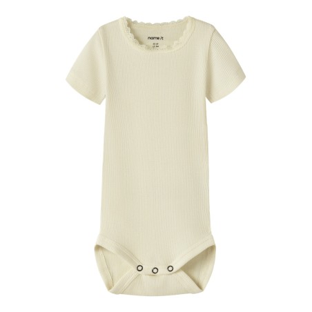 NAME IT Baby Kab Rib Kortærmet Bodystocking - Pear Sorbet