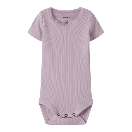 NAME IT Baby Kab Rib Kortærmet Bodystocking - Fragrant Lilac