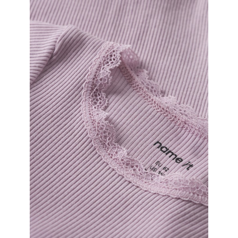 NAME IT Baby Kab Rib Kortærmet Bodystocking - Fragrant Lilac
