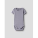 NAME IT Baby Kab Rib Kortærmet Bodystocking - Lavender Gray