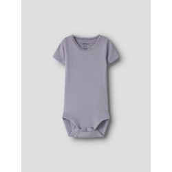 NAME IT Baby Kab Rib Kortærmet Bodystocking - Lavender Gray