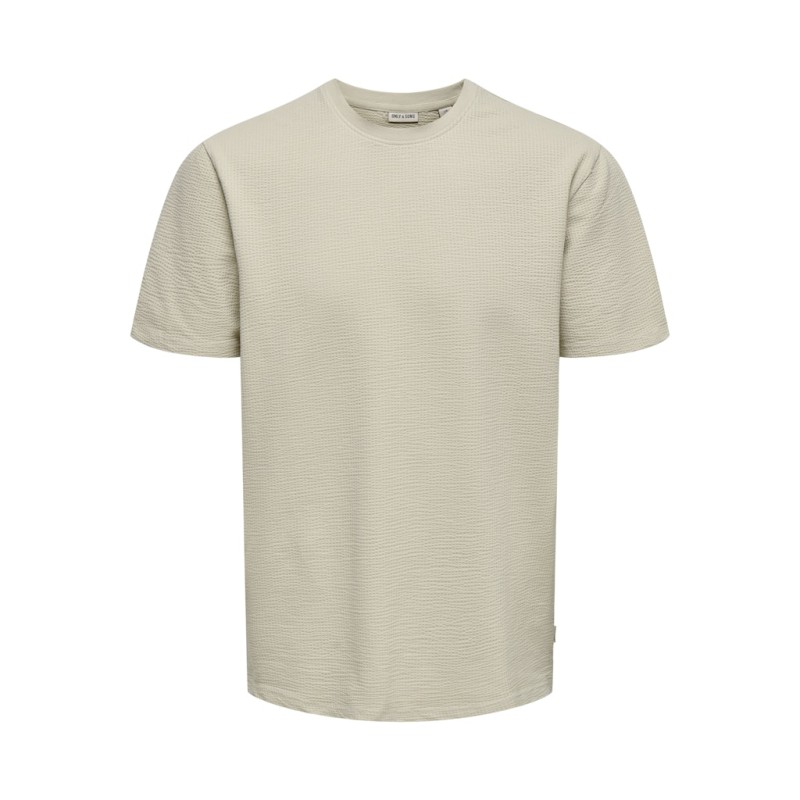 ONLY & SONS Kian Seersucker T-shirt - Silver Linning