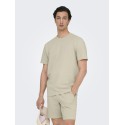 ONLY & SONS Kian Seersucker T-shirt - Silver Linning