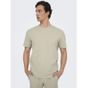 ONLY & SONS Kian Seersucker T-shirt - Silver Linning