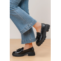 Italia Tassel Loafers Med Krokodille Effekt - Sort