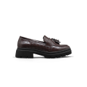 Italia Tassel Loafers Med Krokodille Effekt - Dark Maroon