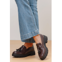 Italia Tassel Loafers Med Krokodille Effekt - Dark Maroon