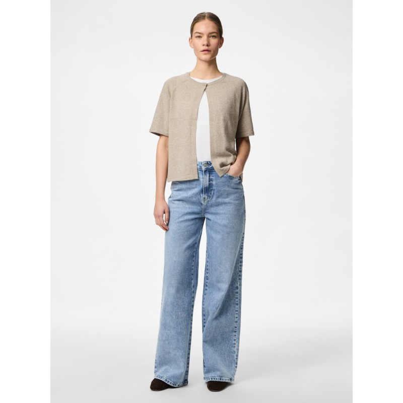 PIECES Bree S/S Strik Cardigan - Crockery