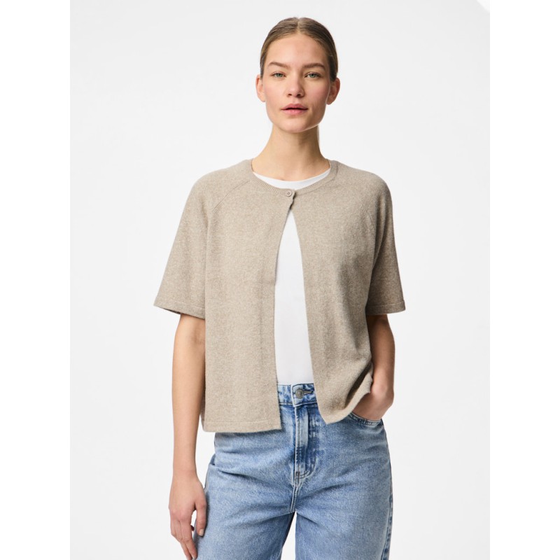 PIECES Bree S/S Strik Cardigan - Crockery