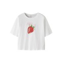 NAME IT Kids Farinaz Kortærmet Kort Top - Bright White / Strawberry